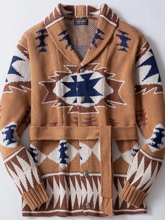 BSXDIKJU Other - NWOT BSXDIKJU Southwestern Jacquard Belted Shawl Cardigan Sweater - Size X Large